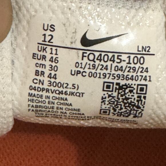 Size 12 - Nike Vapor Edge Speed 360 2 White Orange FQ4045-100 Cleats - Picture 6 of 7